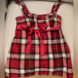 Red Plaid top w/ Satin Bow Size 2